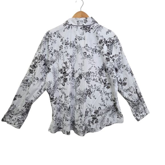 Foxcroft Wrinkle Free Fit Top Womens SZ 18W Floral Button Blouse Preppy Office - Picture 7 of 12